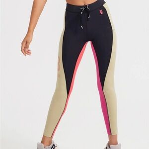 Colorblock Leggings in Black, Tan, and Pink